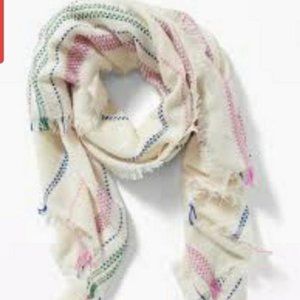 NWT Old Navy large creme pastel scarf with fringe